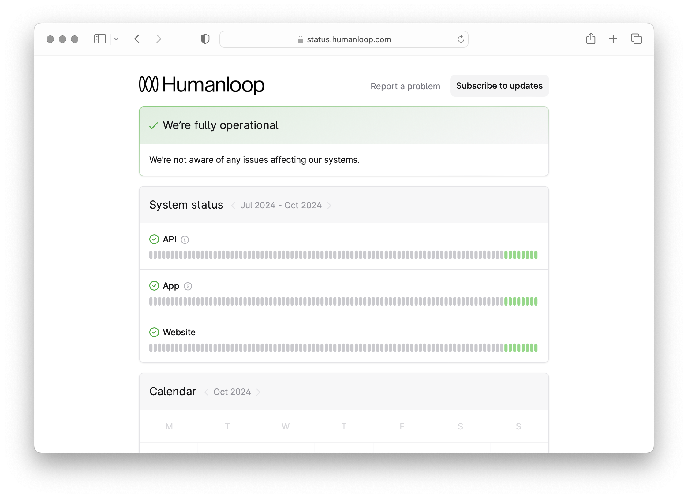 Humanloop Status Page