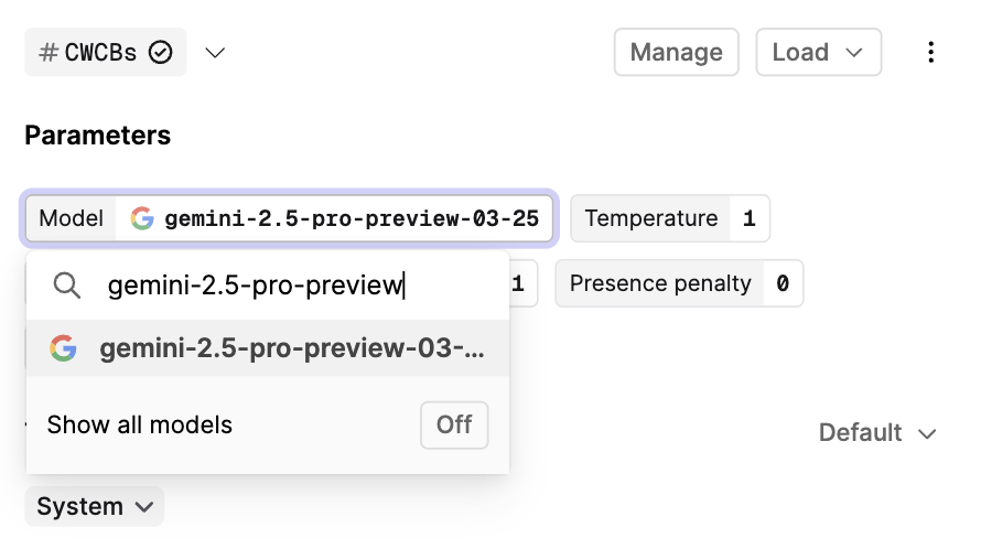Screenshot showing Gemini 2.5 Pro
preview