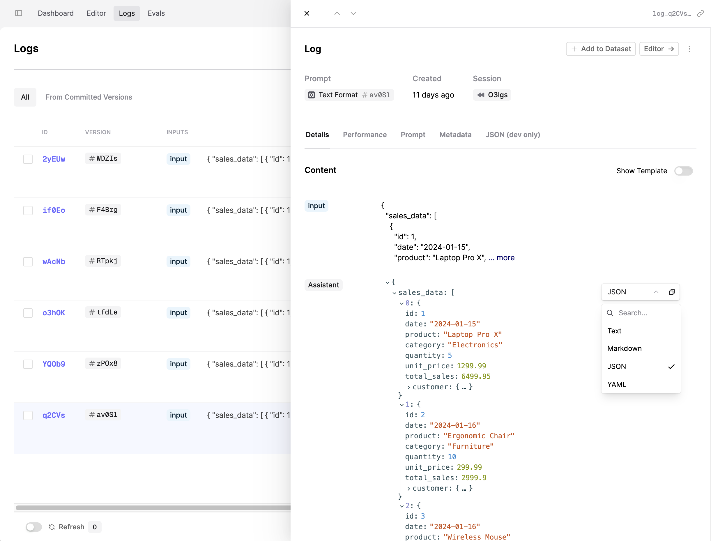 Screenshot showing the improved Log Display