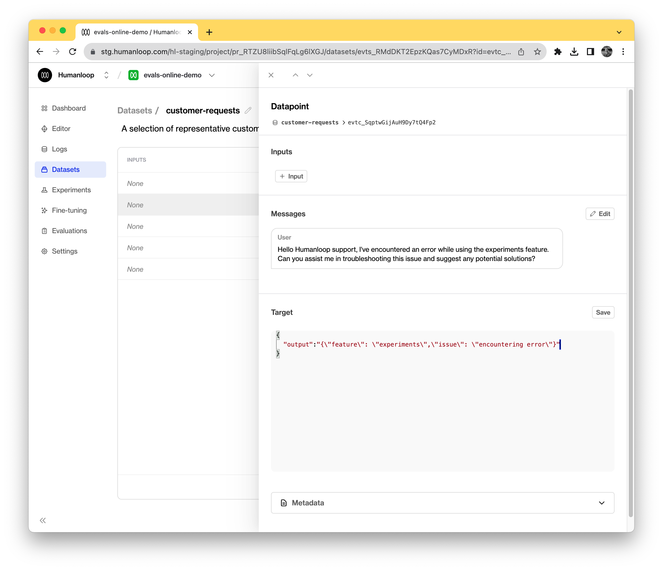 The original log was an LLM generation which outputted a JSON value. The conversion process has placed this into the `output` field of the testcase target.