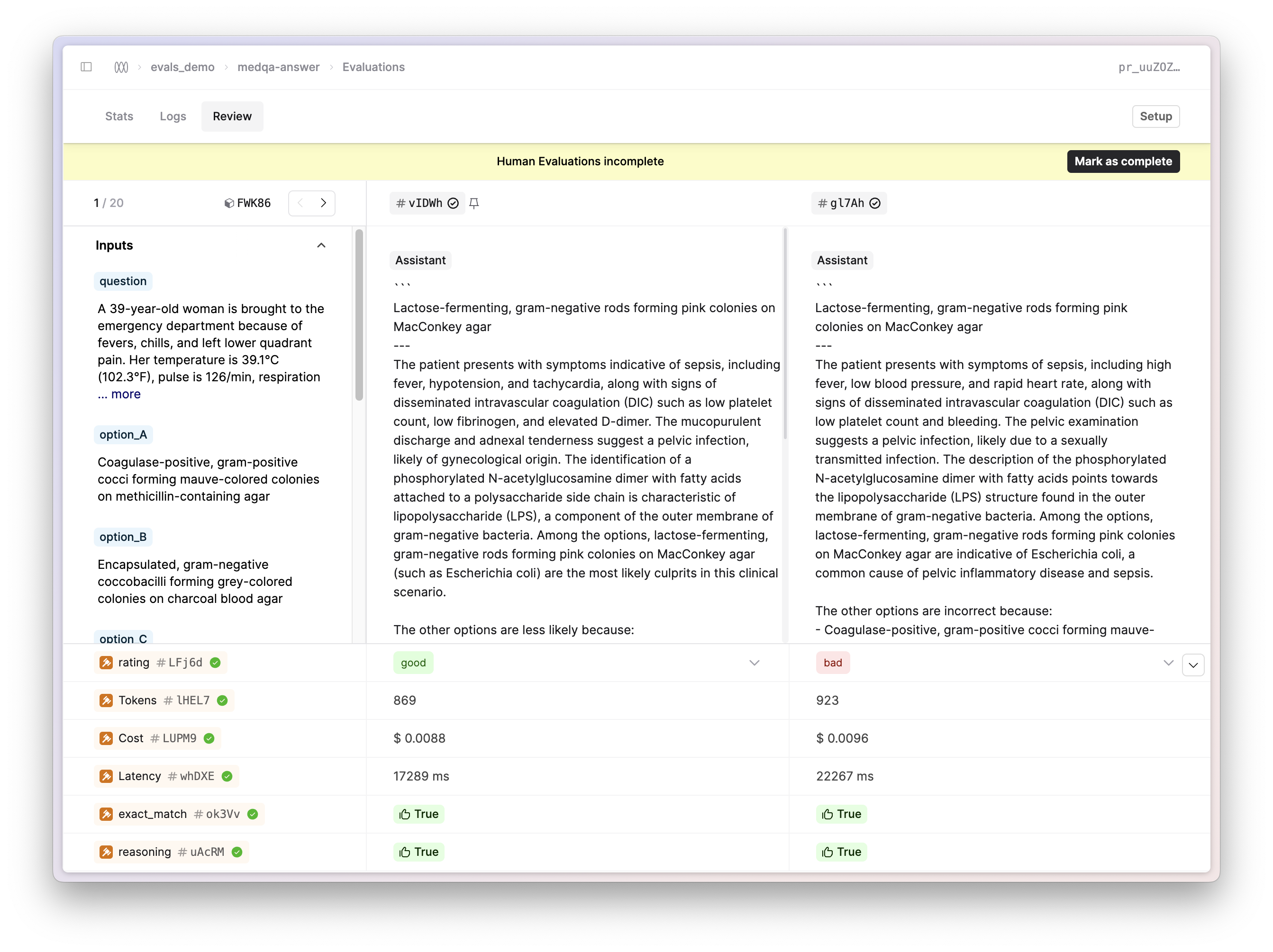 Comparison Mode in Evaluations