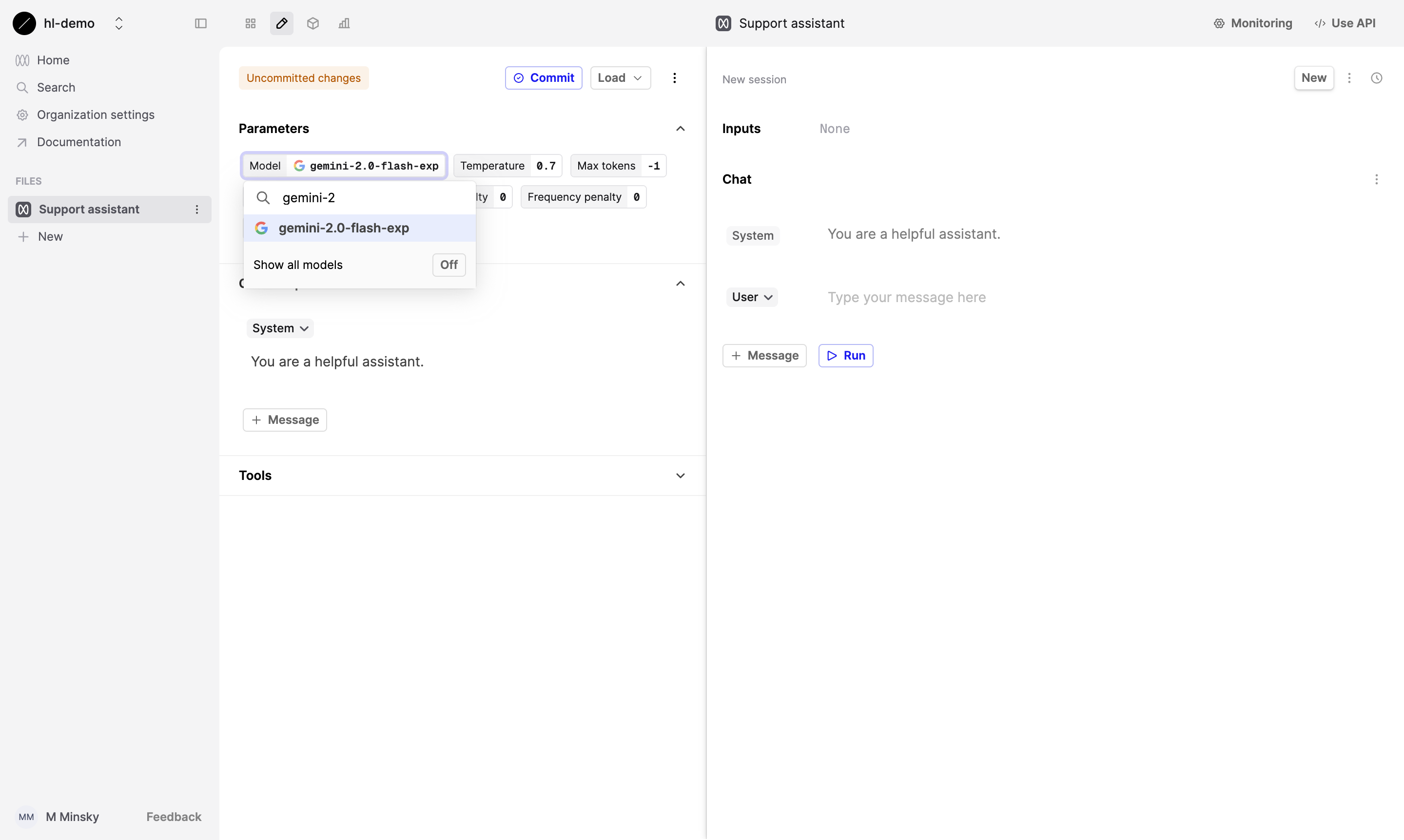 Gemini 2.0 Flash in Prompt Editor