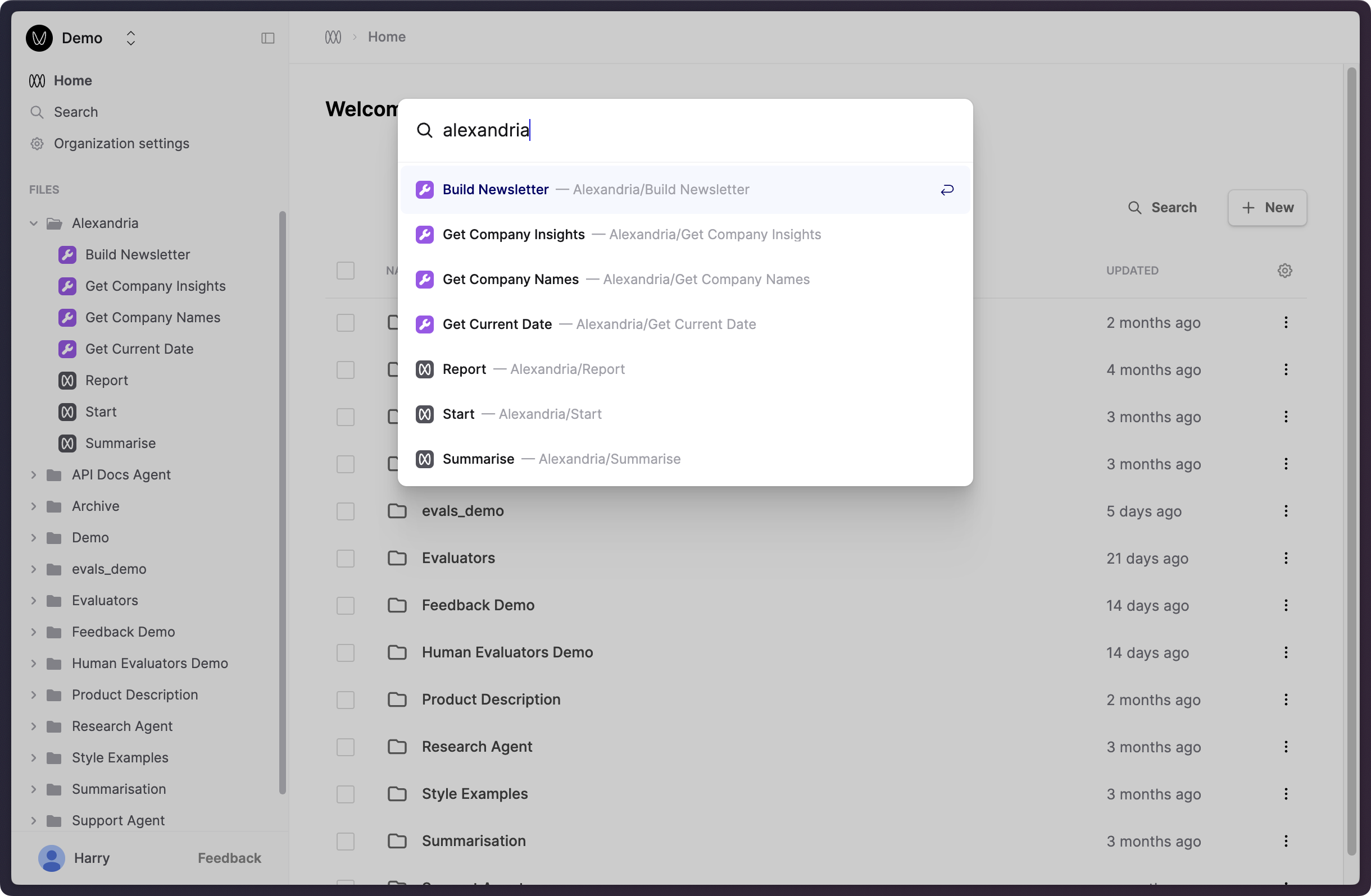 Search dialog showing file paths