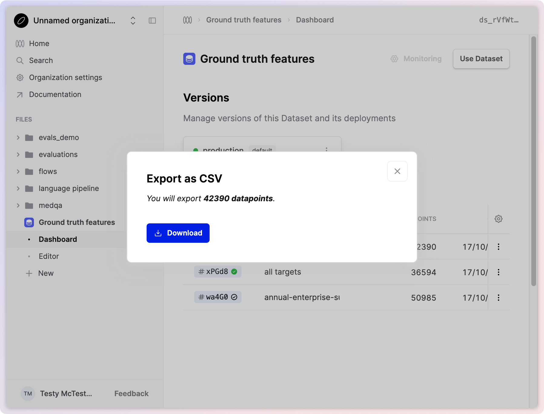 Export Datasets Action