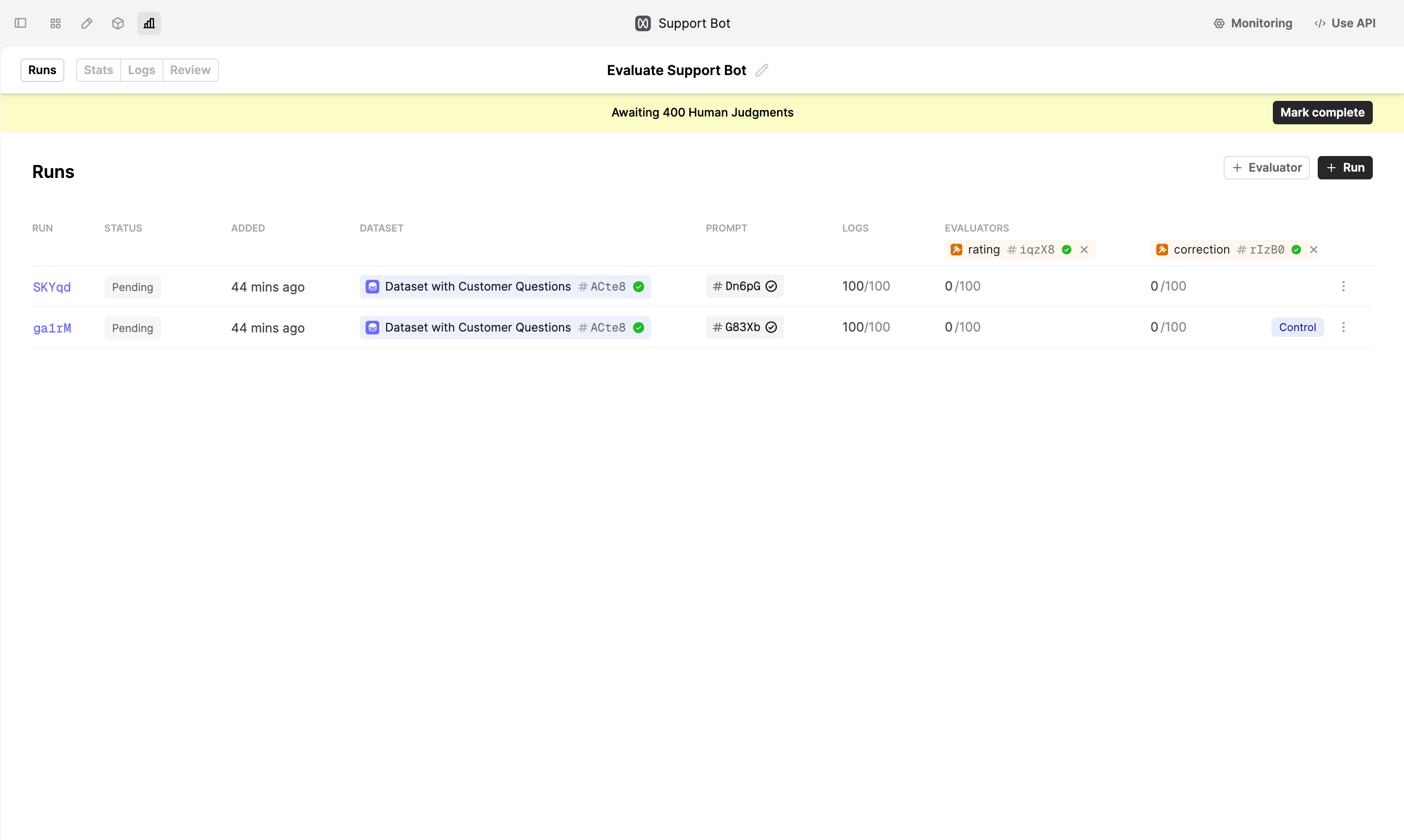 Run Evals with Dataset on Humanloop.