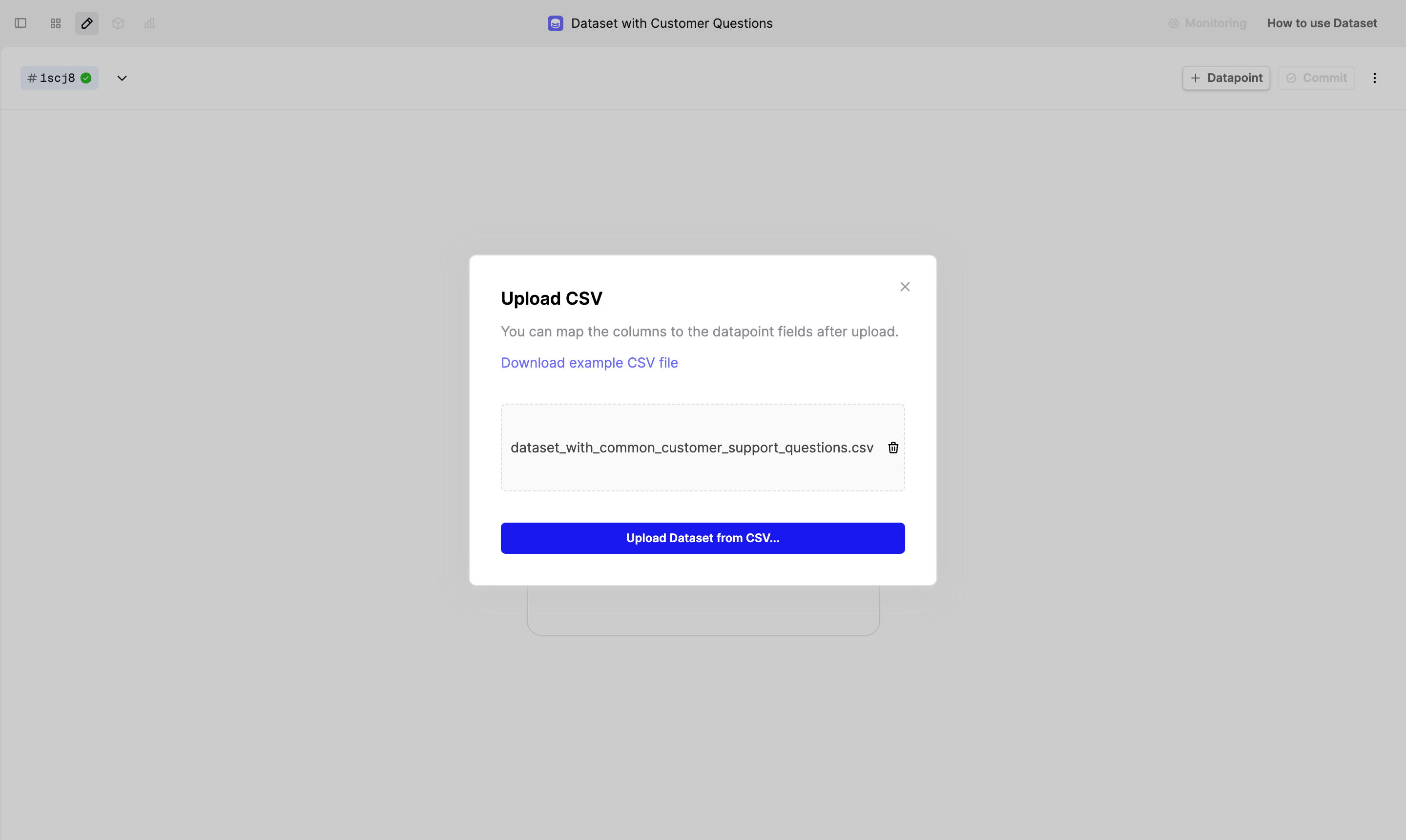 Upload CSV as dataset to Humanloop.