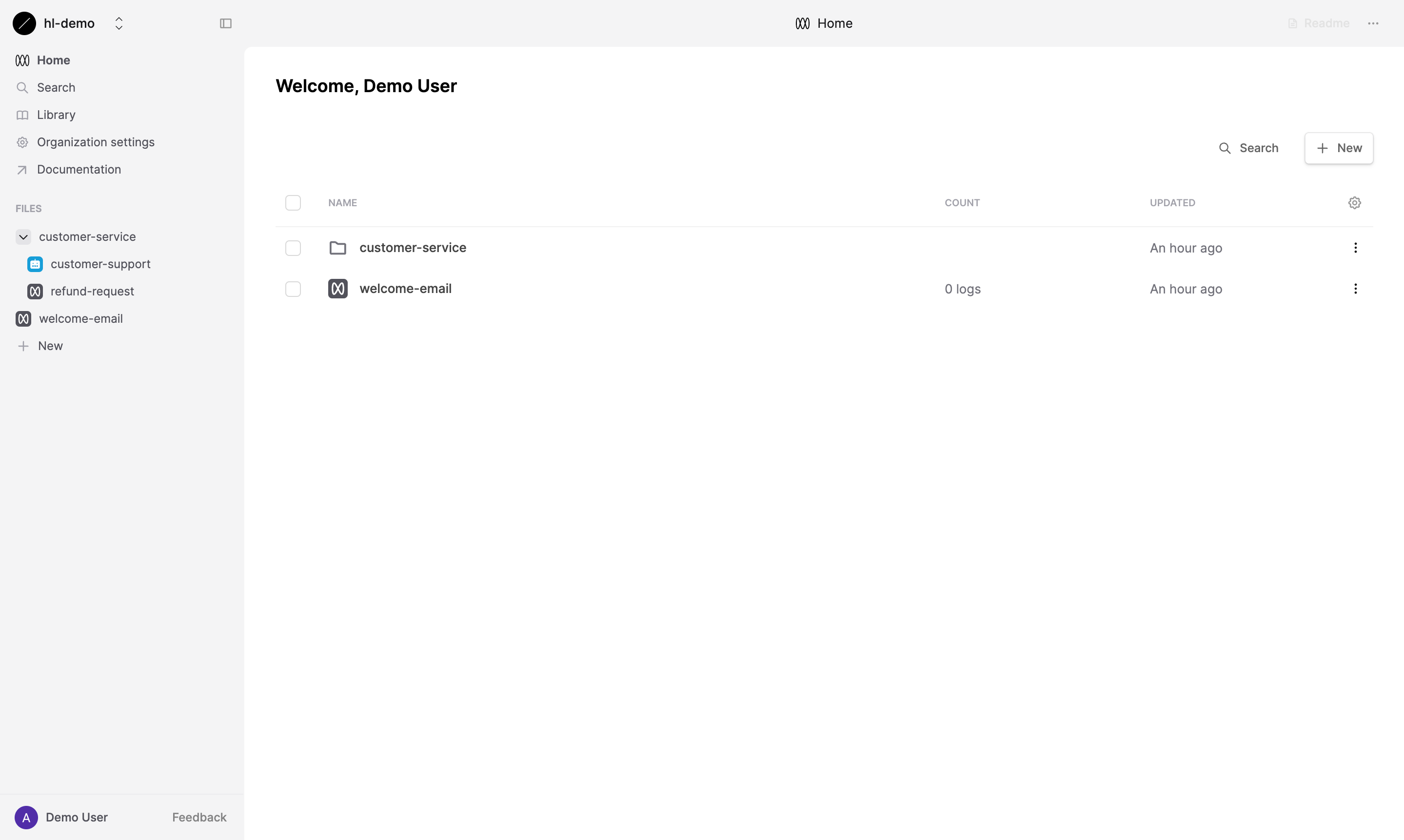 Example Prompt and other Files in the Humanloop workspace