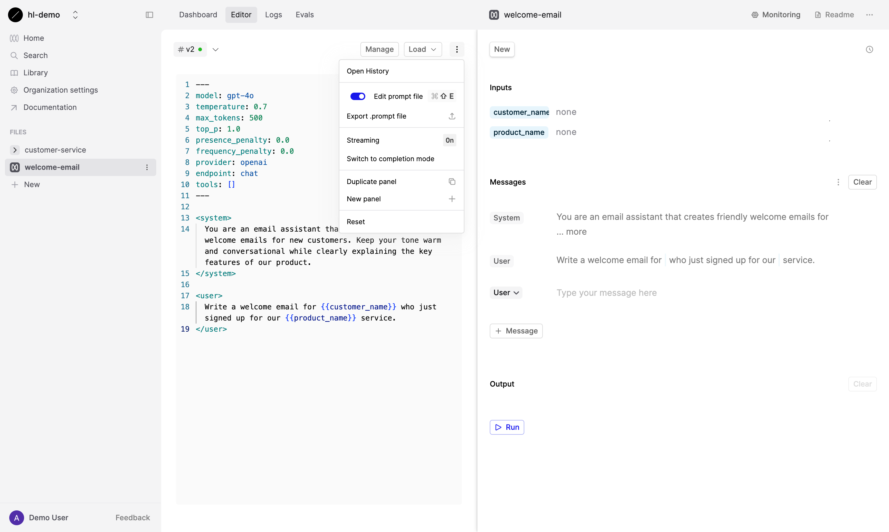 Deploying the welcome-email Prompt