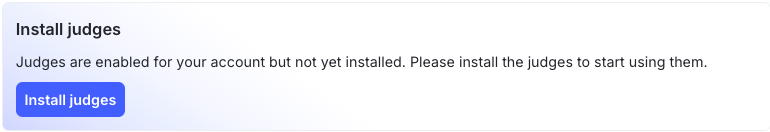 The "Install judges" banner.