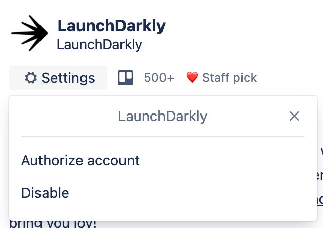 The "LaunchDarkly Authorization" dialog box.