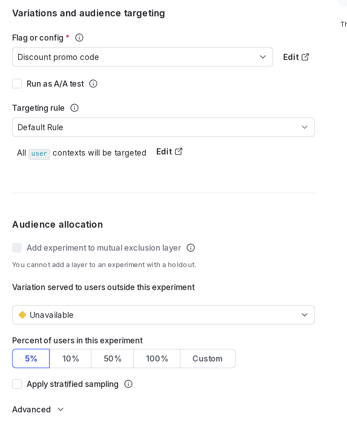 The "Audience allocation" section of an experiment.
