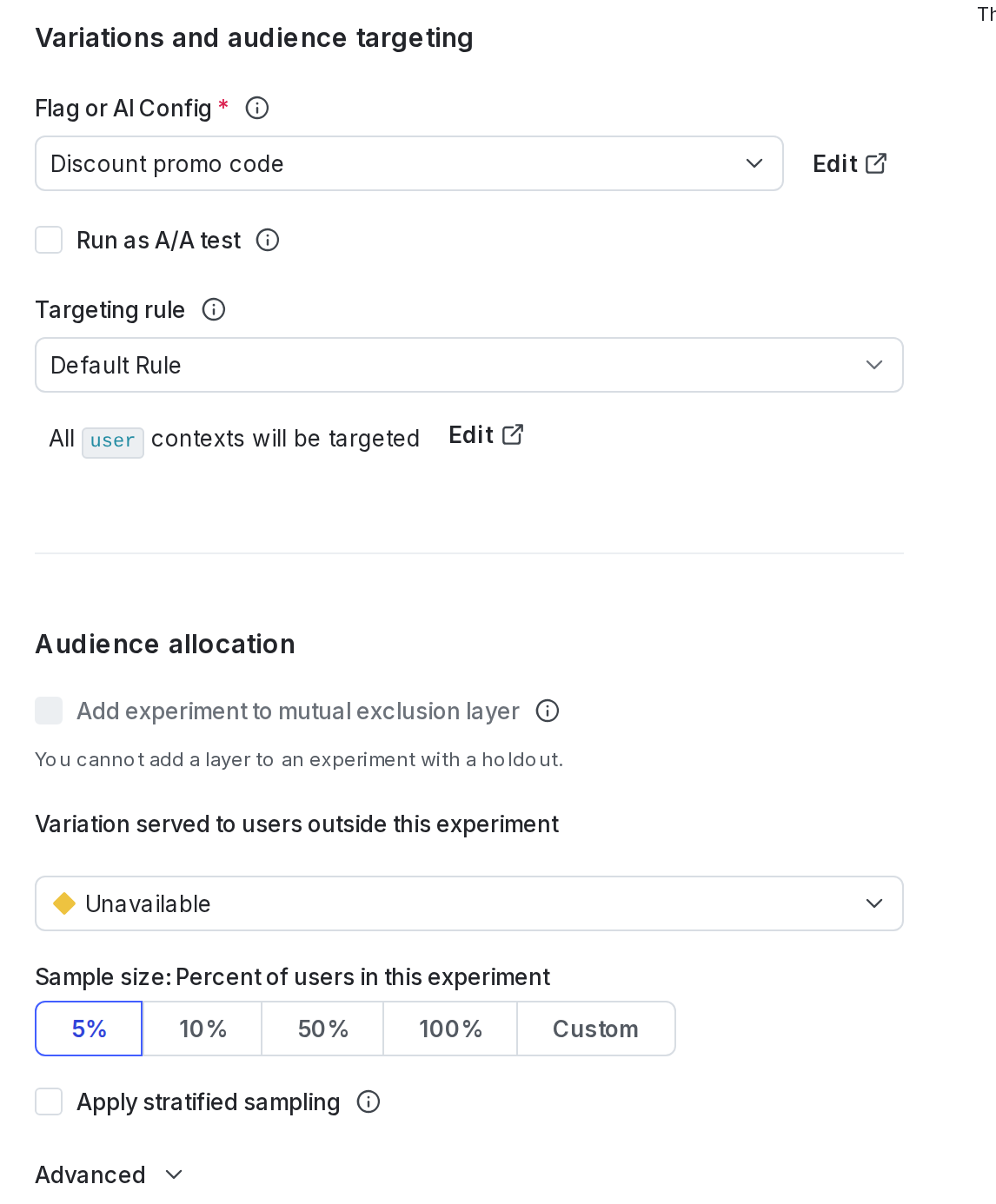 The "Audience targeting" section of a MAB.