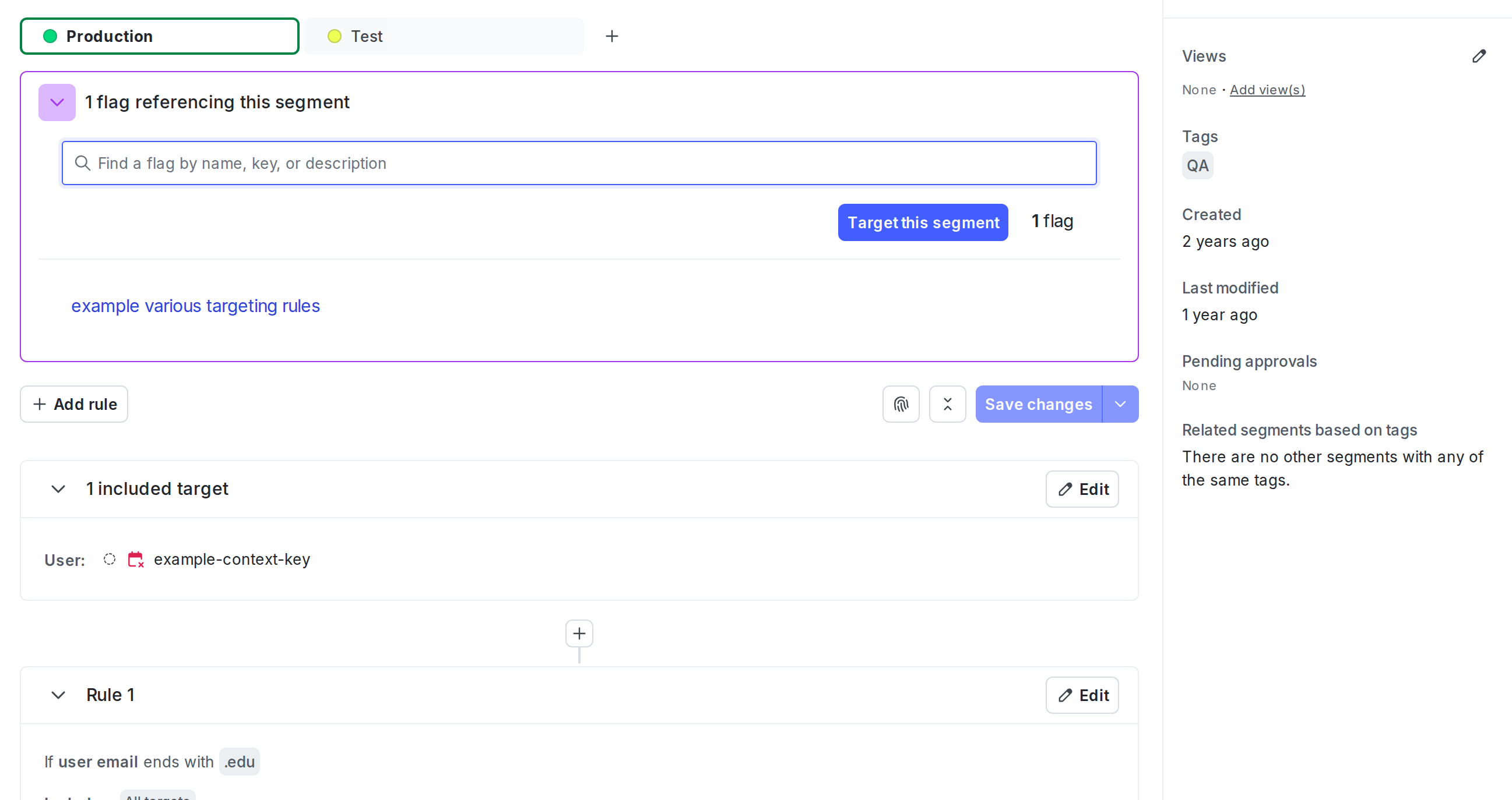 A segment's details page.