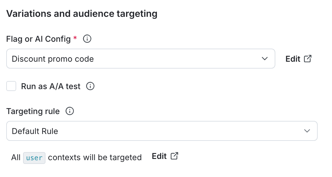 The "Audience targeting" section with the default rule chosen.