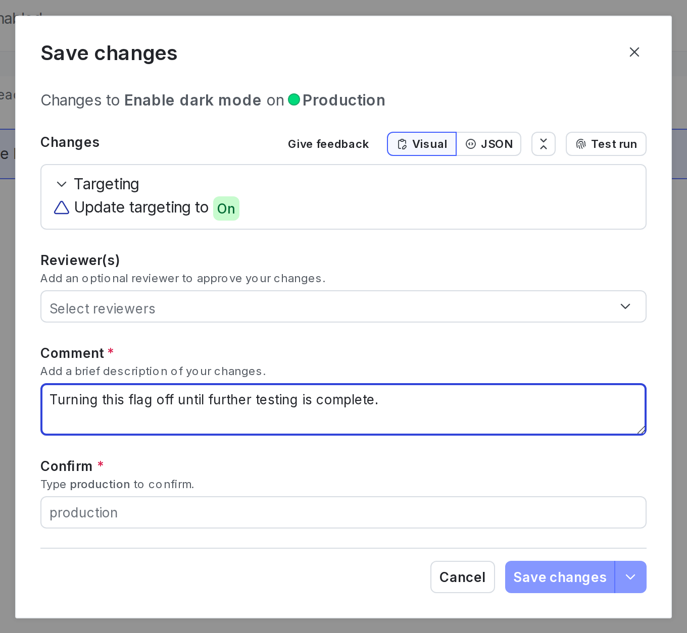 The "Save changes" dialog.