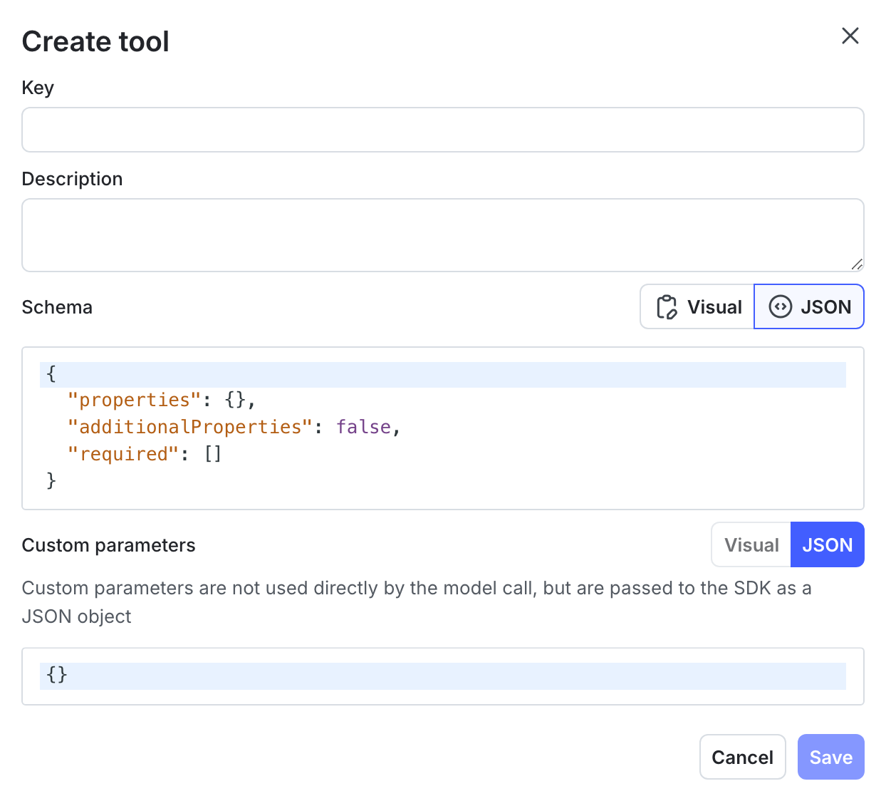 The Create tool dialog.
