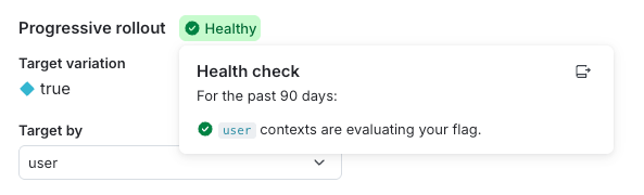 Health check status showing a healthy progressive
rollout.