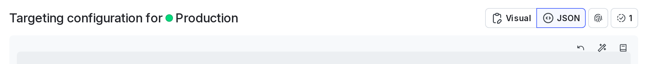 The JSON targeting option on a flag's Targeting tab.