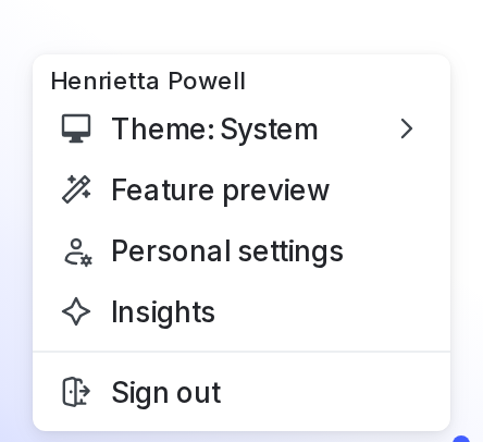The account menu.