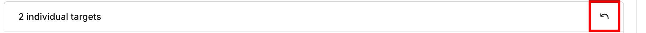 A targeting rule's "undo arrow" button called out.