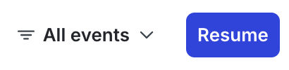 The "Resume" button on the Live events page.