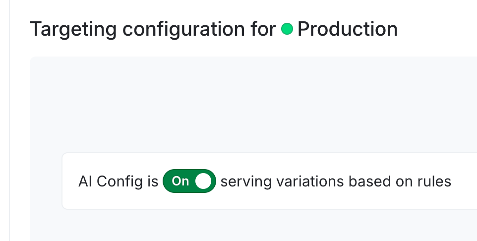 An AI Config, toggled "On."