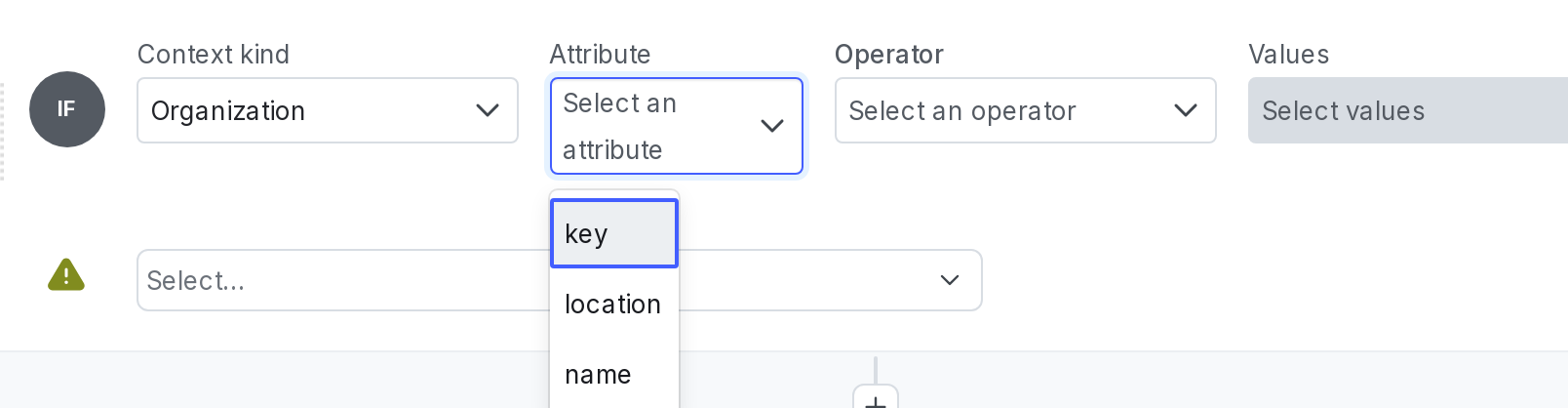 The "Attribute" menu, showing attributes for a user context.