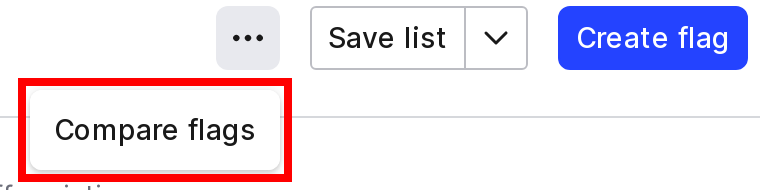 The Flags list with the "Compare flags" button called out.