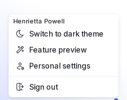 The account menu.
