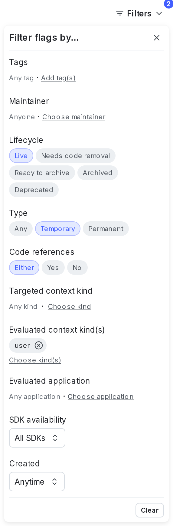 Two filters applied to the Flags list.