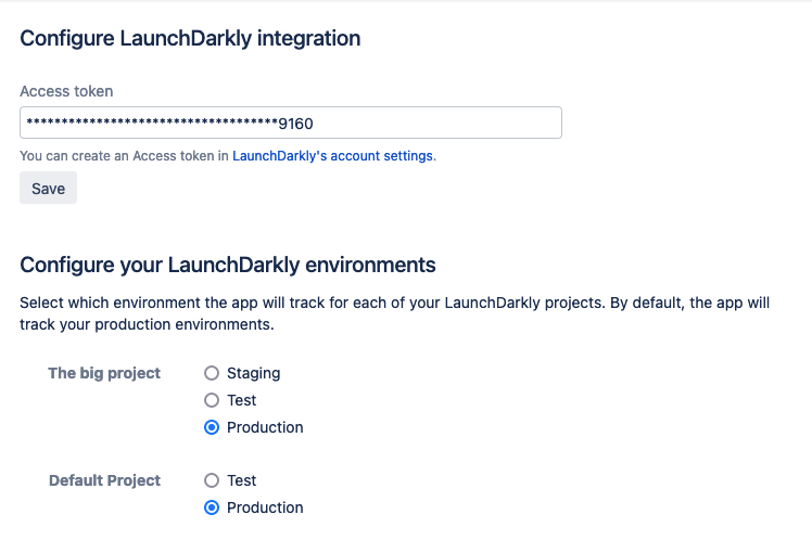 The Jira configuration screen.