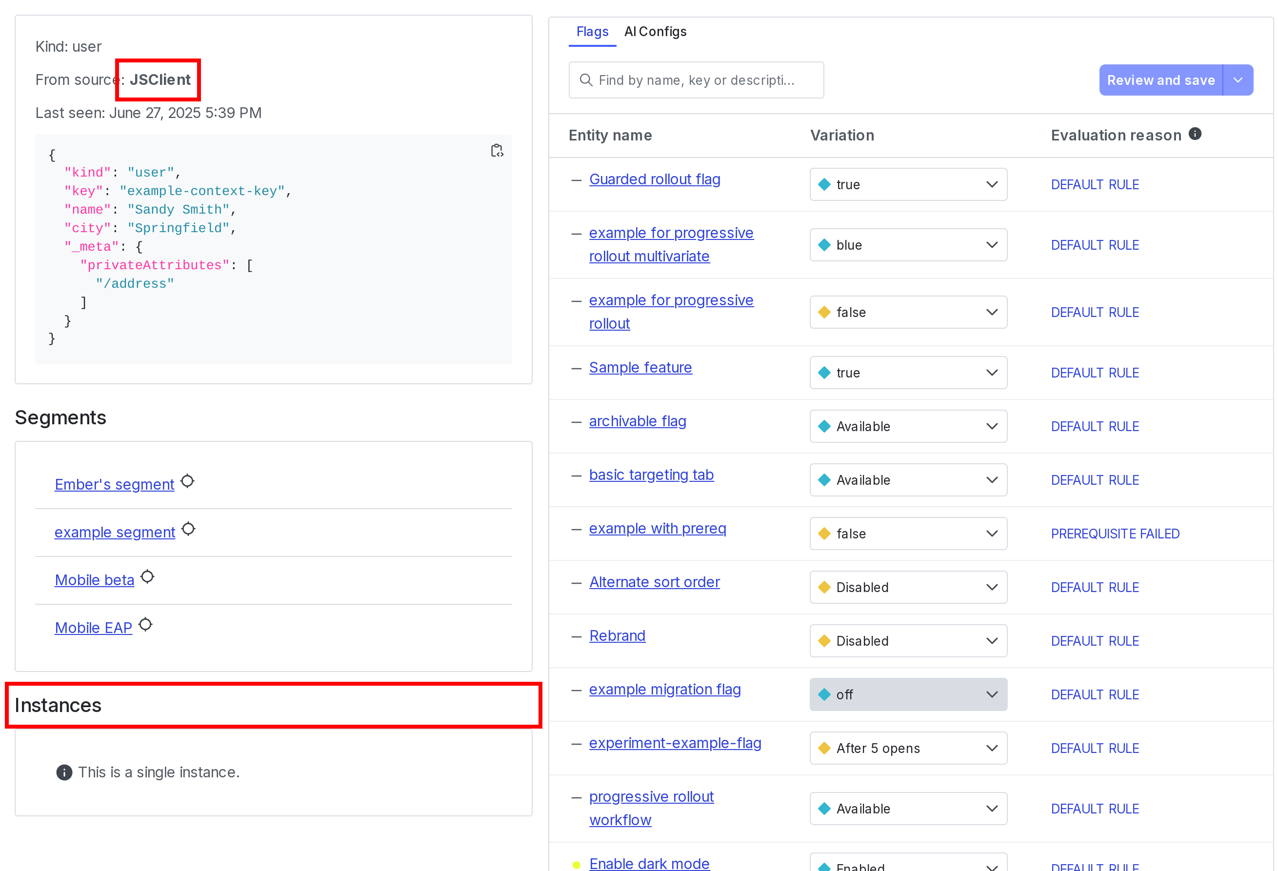 An image of the context details page.