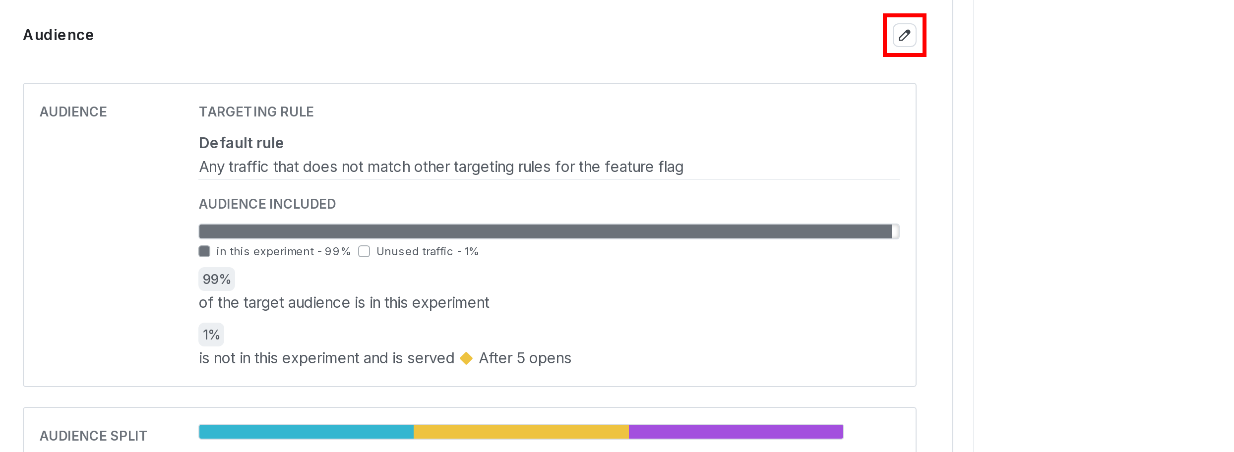 The "Audience" section of an experiment.
