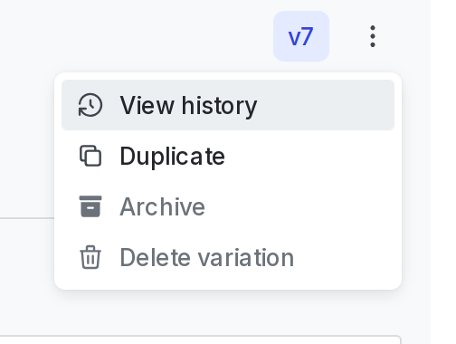 The overflow menu for a variation.