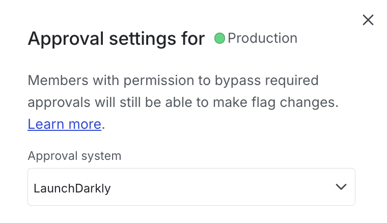 The Approval settings panel, showing the Approval system option.