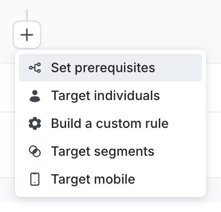 The "+" menu, with targeting options.