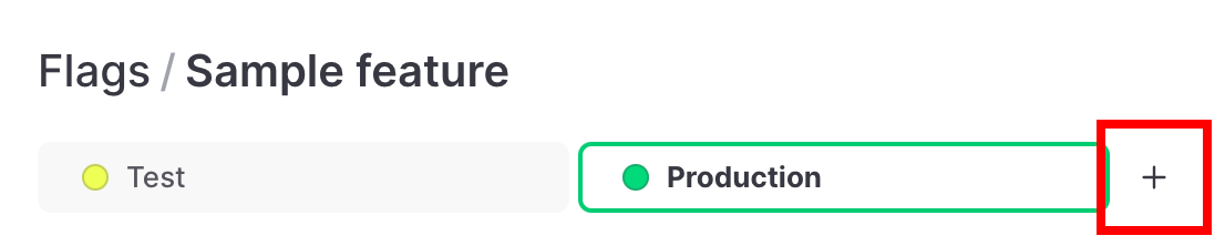 The "Targeting" tab with the "+" icon to add environments called out.
