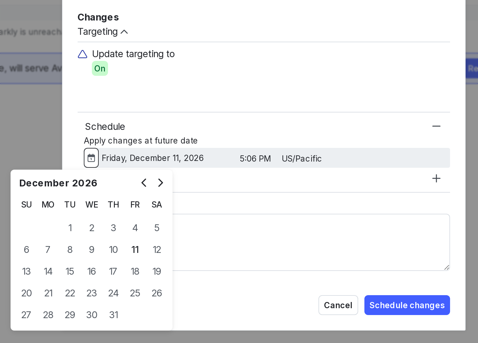 The change scheduling calendar.