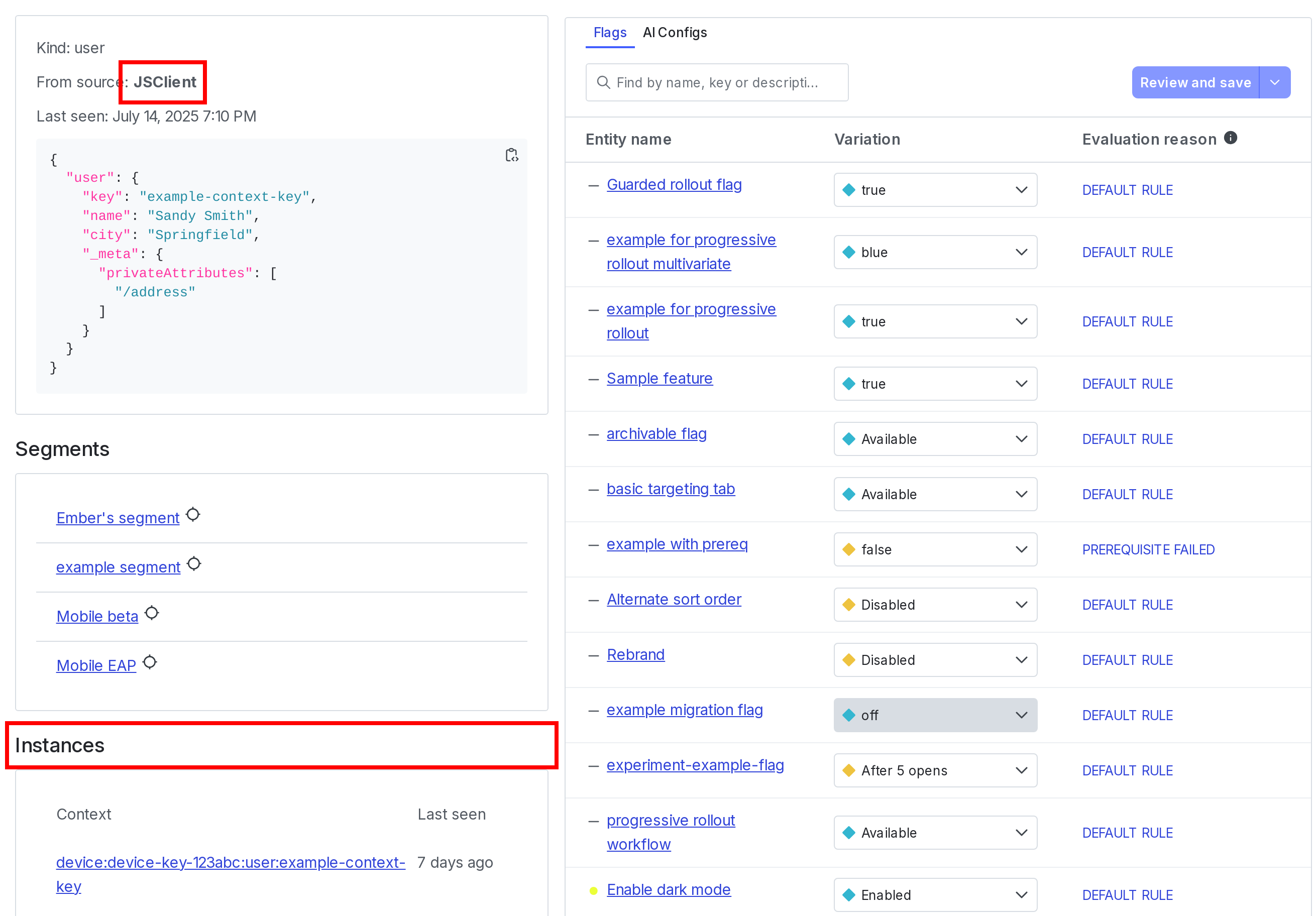 An image of the context details page.