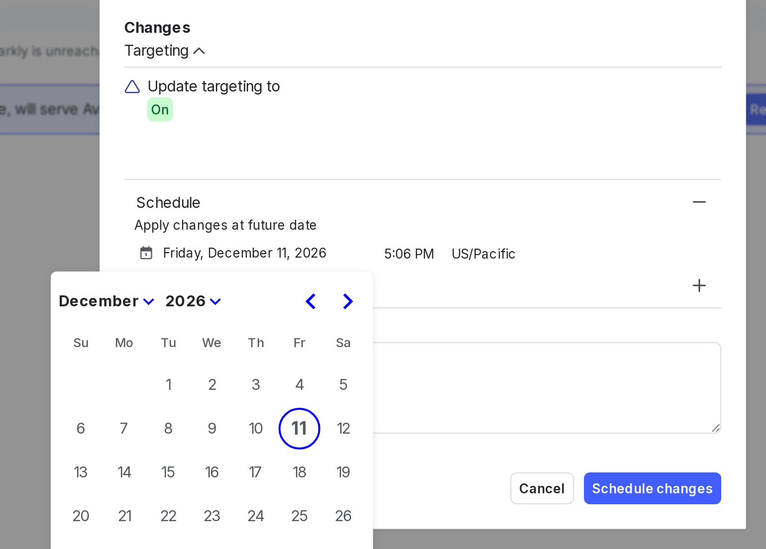 The change scheduling calendar.