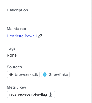 The right sidebar of a metric.