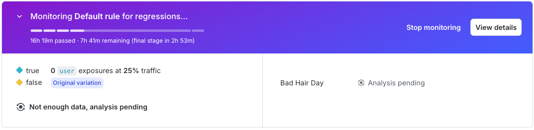 An active guarded rollout on a flag change.