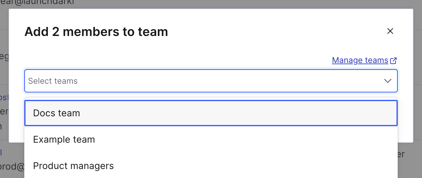 The "Add N members to teams" menu.