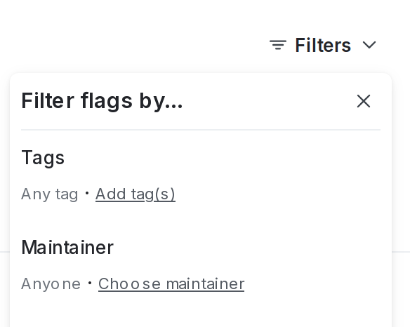 The filter menu for project-wide flag attributes.