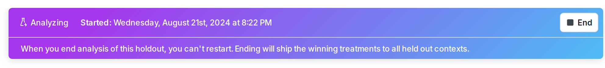 A holdout including experiments that are still running.