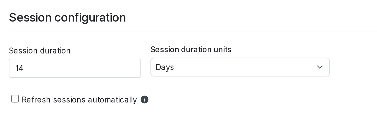 Session configuration options.