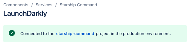 A successfully connected Compass component to LaunchDarkly.