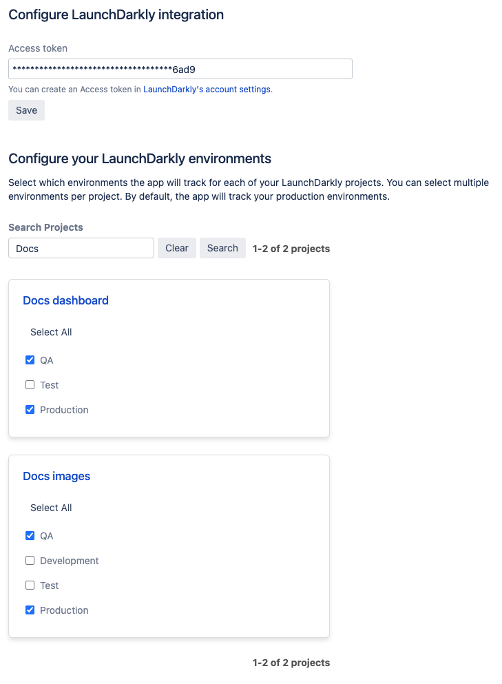The Jira configuration screen.