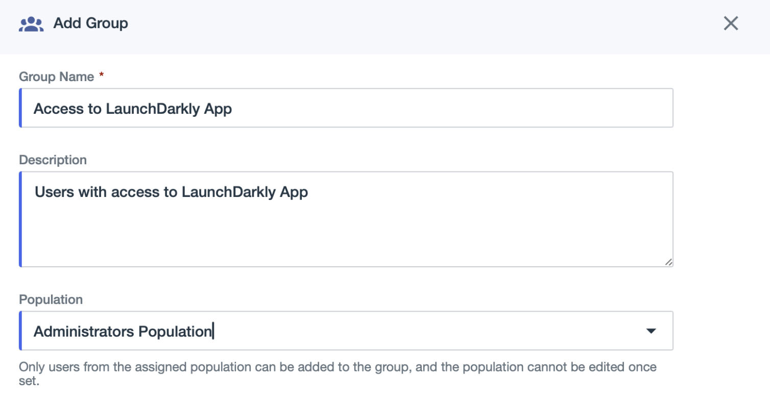 The "Add Group" screen in PingIdentity.
