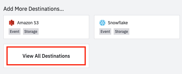 The "Add More Destinations" section with the "View All Destinations" button called out.